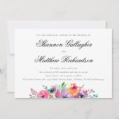 Elegantes Script Moderne Hochzeit der Wasserfarben Einladung (Vorderseite)