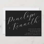 Elegantes Script Moderne Hochzeitschwarze Website Einladung (Vorderseite)