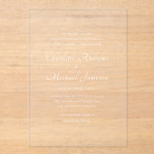 Elegantes Script Moderne klassische Hochzeit Acryleinladungen (Vorderseite)