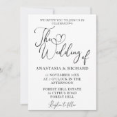 Elegantes Script Moderne Minimalistische Hochzeit Einladung (Vorderseite)