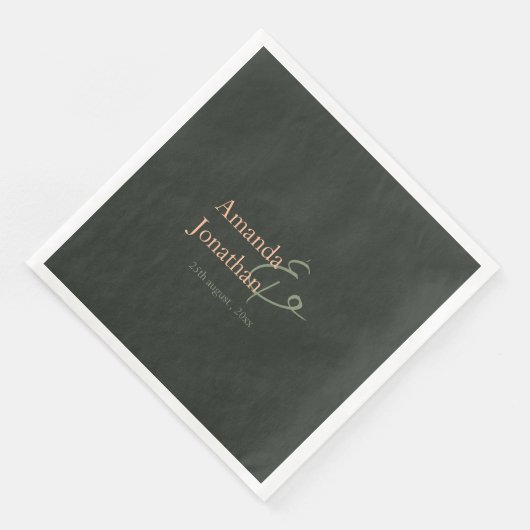 Elegantes Script Moderne Minimalistische Hochzeit Serviette (Ecke)