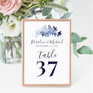 Elegantes Script Moderne Navy Minimalistische Hoch Tischnummer