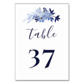 Elegantes Script Moderne Navy Minimalistische Hoch Tischnummer (Rückseite)