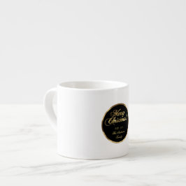 Elegantes Script Moderne Schwarz und Gold Weihnach Espressotasse