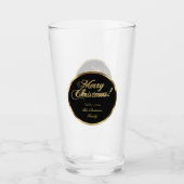 Elegantes Script Moderne Schwarz und Gold Weihnach Glas (Vorderseite)