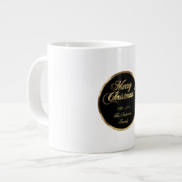 Elegantes Script Moderne Schwarz und Gold Weihnach Jumbo-Tasse