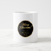 Elegantes Script Moderne Schwarz und Gold Weihnach Jumbo-Tasse (Vorderseite)