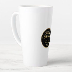 Elegantes Script Moderne Schwarz und Gold Weihnach Milchtasse