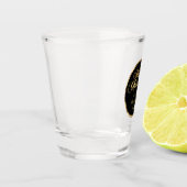 Elegantes Script Moderne Schwarz und Gold Weihnach Schnapsglas (Links)