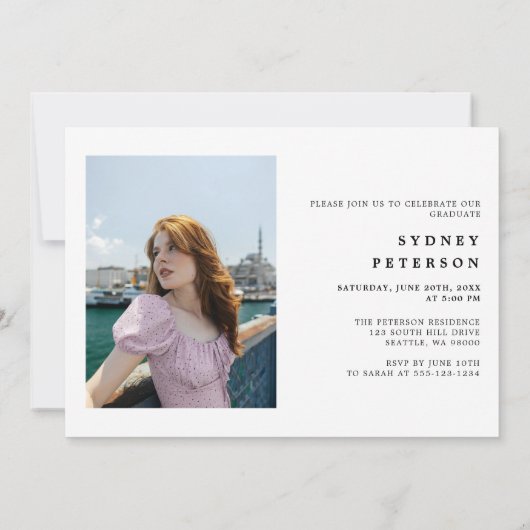 Elegantes Script Moderner Einfaches 2-Foto-Abschlu Dankeskarte (Rückseite)