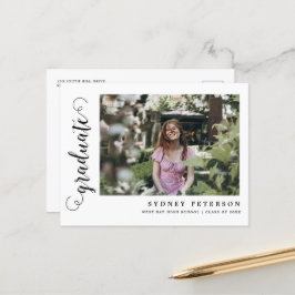 Elegantes Script Moderner Foto Abschluss Einladung Postkarte