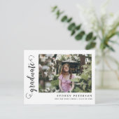 Elegantes Script Moderner Foto Abschluss Einladung Postkarte (Stehend Vorderseite)