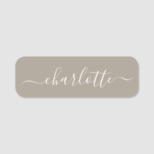 Elegantes Script Moderner Name Personalisiert Taup Namensschild