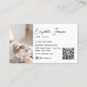 Elegantes Script Modernes Chic Foto QR Code Visitenkarte (Rückseite)