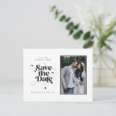 Elegantes Script Modernes Foto für Schwarz-weiße K Ankündigungspostkarte (Stehend Vorderseite)