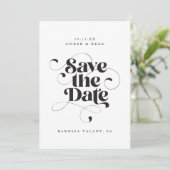 Elegantes Script Modernes Foto für Schwarz-weiße K Save The Date (Stehend Vorderseite)