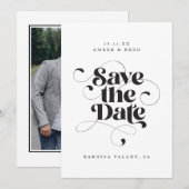 Elegantes Script Modernes Foto für Schwarz-weiße K Save The Date (Vorne/Hinten)