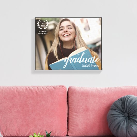 Elegantes Script Modernes Foto Graduate Leinwanddruck (Insitu (Wohnzimmer))