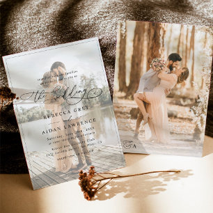 Elegantes Script Modernes Foto Hochzeit Einladung