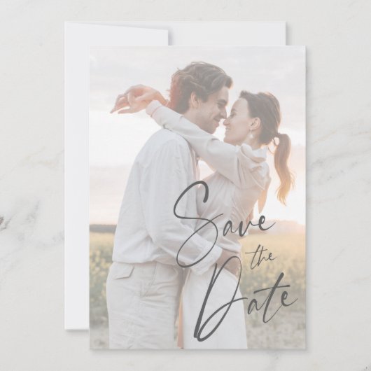 Elegantes Script Modernes Foto Hochzeit Save The Date (Vorderseite)