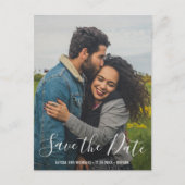 Elegantes Script Modernes Foto Hochzeit speichern  Ankündigungspostkarte (Vorderseite)