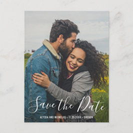 Elegantes Script Modernes Foto Hochzeit speichern  Ankündigungspostkarte