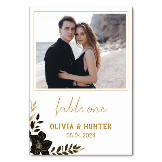 Elegantes Script Modernes Foto Hochzeit Tischnumme Tischnummer (Vorderseite)