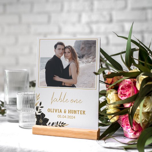 Elegantes Script Modernes Foto Hochzeit Tischnumme Tischnummer