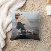 Elegantes Script Modernes Foto Minimalistisch Kissen (Decke)