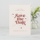 Elegantes Script Modernes Foto Terracotta auf dem Save The Date (Stehend Vorderseite)
