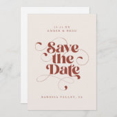 Elegantes Script Modernes Foto Terracotta auf dem Save The Date (Vorne/Hinten)