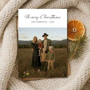 Elegantes Script Modernes Foto Weihnachtskarte Feiertagskarte