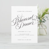 Elegantes Script Modernes Hochzeitessen Probe Dinn Einladung (Stehend Vorderseite)