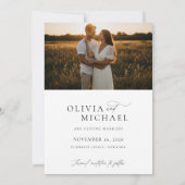 Elegantes Script Modernes Hochzeitsszenario-Foto Save The Date (Rückseite)