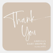 Elegantes Script Modernes Minimalistisch Danke Squ Quadratischer Aufkleber (Vorderseite)