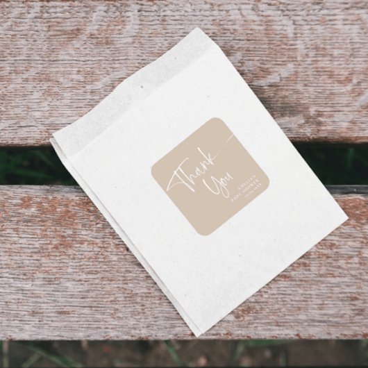 Elegantes Script Modernes Minimalistisch Danke Squ Quadratischer Aufkleber