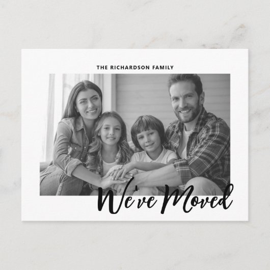 Elegantes Script Modernes Moving Announcement Foto Postkarte (Vorderseite)