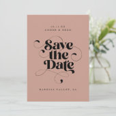 Elegantes Script Modernes Rosa Art Design Foto Save The Date (Stehend Vorderseite)