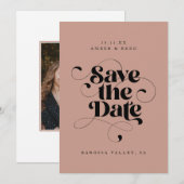 Elegantes Script Modernes Rosa Art Design Foto Save The Date (Vorne/Hinten)