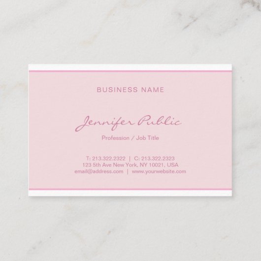 Elegantes Script Modernes Rosa Stiel Minimal Schli Visitenkarte (Rückseite)