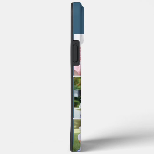 Elegantes Script Monogram 6 Foto Blau und Grau Case-Mate iPhone Hülle (Rückseite / Rechts)