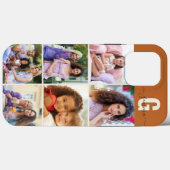 Elegantes Script Monogram 6 Foto Golden Brown Case-Mate iPhone Hülle (Rückseite (Horizontal))