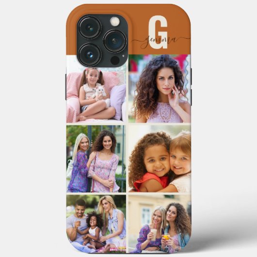 Elegantes Script Monogram 6 Foto Golden Brown Case-Mate iPhone Hülle (Rückseite)