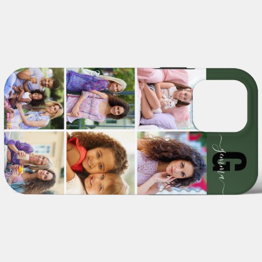 Elegantes Script Monogram 6 Foto Grün Case-Mate iPhone Hülle (Rückseite (Horizontal))