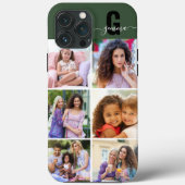 Elegantes Script Monogram 6 Foto Grün Case-Mate iPhone Hülle (Rückseite)