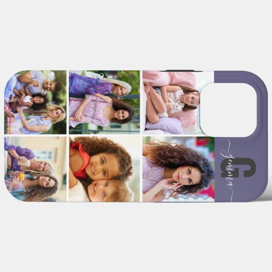 Elegantes Script Monogram 6 Foto Lila Case-Mate iPhone Hülle (Rückseite (Horizontal))