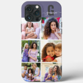 Elegantes Script Monogram 6 Foto Lila Case-Mate iPhone Hülle (Rückseite)