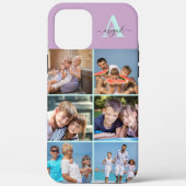 Elegantes Script Monogram 6 Foto Lilac und Mint Case-Mate iPhone Hülle (Rückseite)