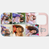 Elegantes Script Monogram 6 Foto Rosa und Grau Case-Mate iPhone Hülle (Rückseite (Horizontal))