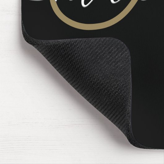 Elegantes Script Monogram Black Gold Mousepad (Ecke)